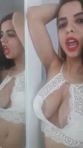 Julia Hayes's white top lingerie